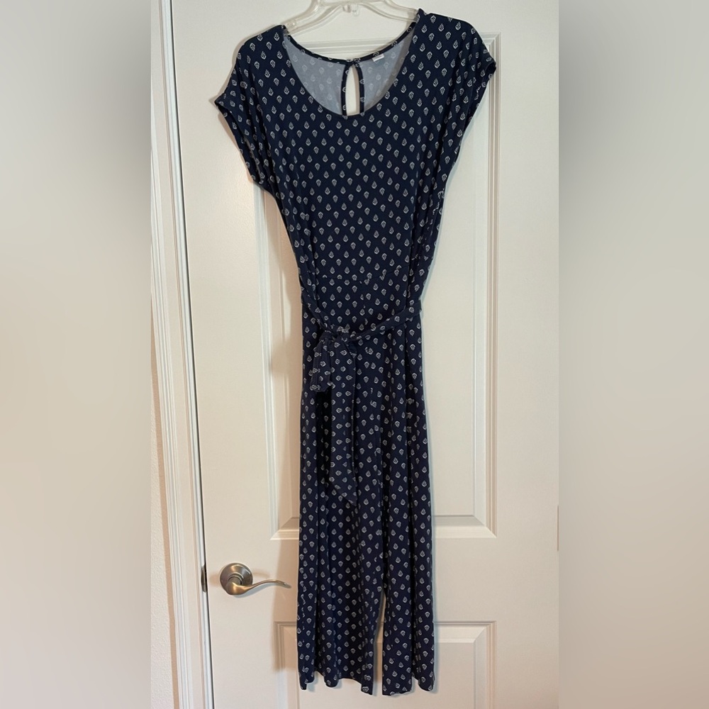 Old Navy Wide Leg, Blue and White Tie Front Jumpsuit, size M